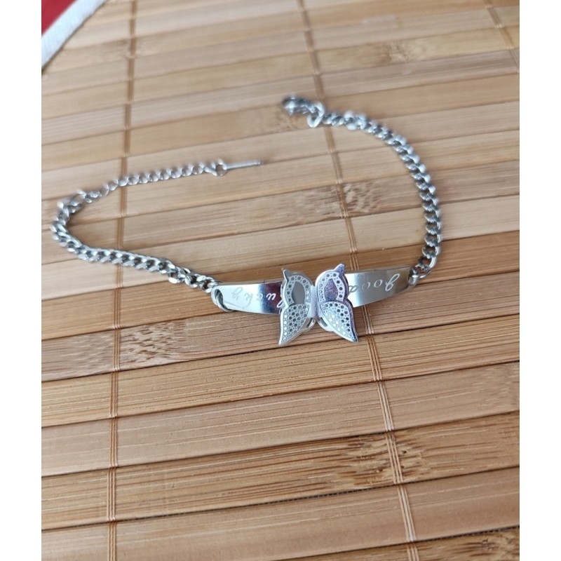 "Good Lucky" Yazılı Çelik Bileklik